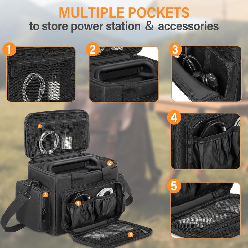 GMAK Travel Carrying Case Compatible with Jackery Explorer 160/240/240 v2/300/300 Plus, Portable Power Station Carrying Bag Travel Storage Bags with Pockets for Jackery Solar Generator ＆ Accessories - Image 2